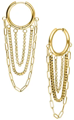 Produktbild von Wildcat Ohrringe - Multilayer Chain Hoops Pair - Gold - Chirurgenstahl 316L - wasserfest, langlebig, hautverträglich, Gold