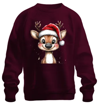 Produktbild von Weihnachtsrentier niedlich Aquarell Kinder Geschenk Vintage Sweatshirt Pullover, Burgundy, XXL