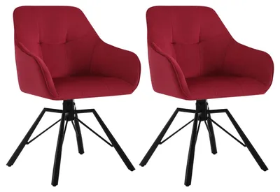 Image de Ensemble de 2 chaises de salle à manger - Pivotantes - Revêtues en velours - Avec accoudoirs - Capacité maximale : 120 kg