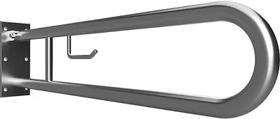 Produktbild von BELP Stützklappgriff in U-Form mit Toilettenpapierhalter Edelstahl gebürstet 100x250x916 mm, 120 kg Traglast für Bad & WC >> zum Bohren