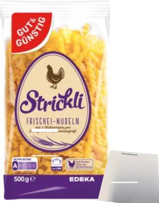 Produktbild von Gut & Günstig Strickli Frischei Nudeln (500g Beutel) + usy Block