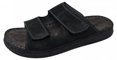 Produktbild von Rohde Herren Pantoletten Clogs Leder Klettverschluss Alassio 6240, Größe:42 EU, Farbe:Schwarz