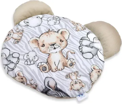Obrázek produktu pro Pepi Cuddly Cushion - Medvídek - 50×50 cm - Dětský polštářek Dekorační polštářek do dětského/kojíčku Plyšový medvídek Cuddly Toy - Capuccino s šedým sametem