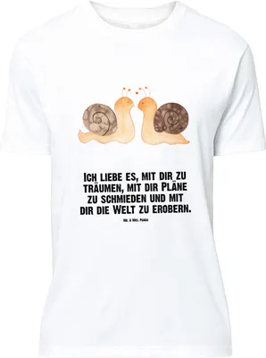 Produktbild von Mr. & Mrs. Panda Größe M T-Shirt Schnecken Liebe - Weiß - Geschenk, Zufrieden, Zukunft, glücklich, Freundin, mit Spruch, Verliebt, Herren, Träume, Shirt, Tshirt