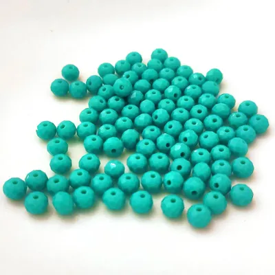 Image de Perles de verre - type "facettes" - 140 pièces - 4 mm - Turquoise clair mat