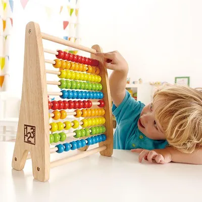 Immagine prodotto di Abaco giocattolo Hape - Abaco a perline arcobaleno - Giocattolo educativo in legno