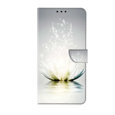 Produktbild von CLM-Tech Handyhülle kompatibel mit Xiaomi Redmi Note 15 5G Hülle - Tasche aus Kunstleder - Klapphülle mit Ständer und Kartenfächern - Schutzhülle Wallet Case Cover Lotus Lampe