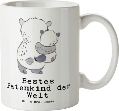 Produktbild von Mr. & Mrs. Panda weisse tasse Panda Bestes Patenkind der Welt - Weiß - Geschenk, Große, Pate, Geschenkidee, Taufe, Jumbo, Riesenkaffeetasse, Henkeltasse, Teepott, Nichte