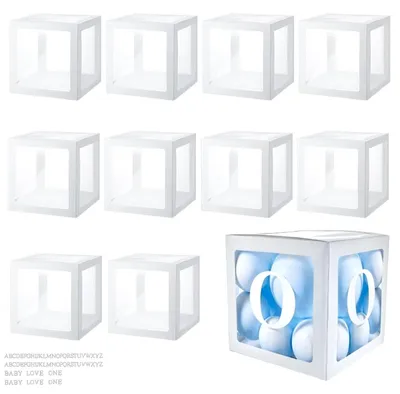 Productafbeelding van Decoratieboxen voor een babyfeestje met letters, set van 10 stuks