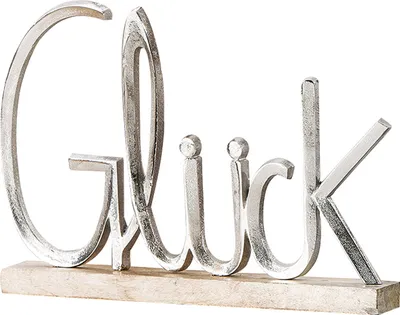 Immagine prodotto di Gilde Schriftzug, "GLÜCK", Aluminium, Mangoholz, silberfarben, VE 2, L. 5 cm, B. 41 cm, H. 29 cm 48196 4009079481969