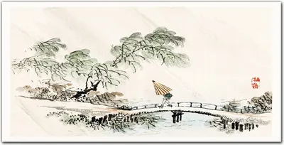 Produktbild von Coloray Bild aus Leinwand 100x50 Leinwand Dekoration - Die Flussbrücke Bäume