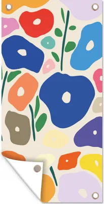 Produktbild von MuchoWow® 40x80 cm Outdoor-Poster Gartendeko Sichtschutz Garten Poster für den Garten  Blume - Abstrakt - Blätter