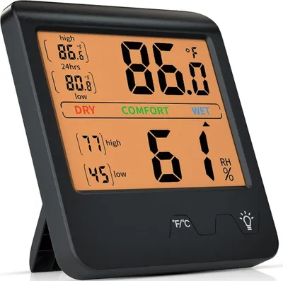 Produktbild von Hintergrundbeleuchtetes Display, Hygrometer, Innenthermometer, Temperatur- und Luftfeuchtigkeitsanzeige, Raumthermometer, Feuchtigkeitsmesser