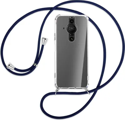 Produktbild von Handykette Backcover-Schutzhülle mit Band (Metall silberfarben) für Sony Xperia PRO-I - dunkelblau