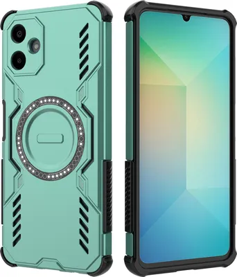 Produktbild von Magnetisch Hülle für Samsung Galaxy A06, Hybrid PC TPU Bumper Stoßfestes Loch Wärmeableitung Handyhülle Grün