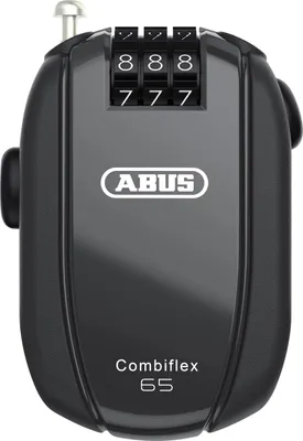 Immagine prodotto di ABUS Combiflex - lucchetto per il fissaggio di sci, caschi, passeggini e bagagli - StopOver 65 - lunghezza 65 cm - spessore 1,2 mm - con codice di combinazione - nero