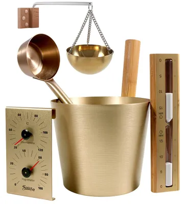 Produktbild von HOME DELUXE Saunazubehör THERA - Gold I Hochwertiges Zubehör für Sauna & Wellness