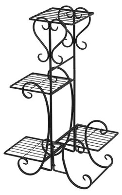 Image de Support métallique pour plantes, pour 4 pots, idéal pour l'intérieur et l'extérieur