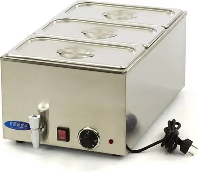 Produktbild von Maxima - Gastro Bain Marie - mit Wasserhahn - inkl. 3 x 1/3 GN Set - Elektrisch