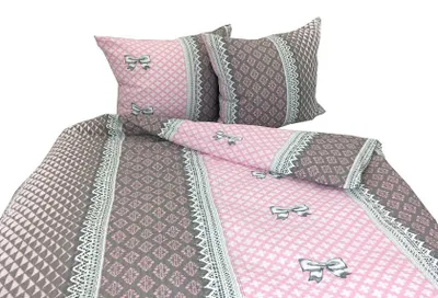 Image de Linge de lit, linge de lit en piqué gaufré, sans repassage, 100 % coton, 160 x 200, 2588, gris-rose