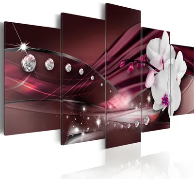 Produktbild von Leinwandbilder 200x100 cm b-A-0097-b-o Vlies Leinwandbild 5 tlg Kunstdruck modern Wandbilder XXL Wanddekoration Design Wand Bild ABSTRAKT BLUMEN ORCHIDEE