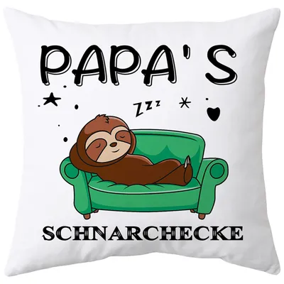 Productafbeelding van Cadeau voor papa: Kussensloop met luiaardmotief, wit, 45 x 45 cm