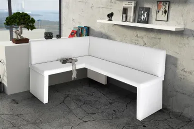 Produktbild von Eckbank Bank Küchenbank 196 x 142 cm  -ROBIN XL R -Kunstleder Weiss