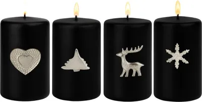 Produktbild von Marrakesch 4er Set Kerzenstecker Silber 6x6cm | Candle Pins Stecker für Adventskranz, Stumpenkerzen & Kerzenhalter als Stern Deko Muster -ABCD- | Weihnachtsdeko Adventsdeko Kerzenpin Pin zum Stecken