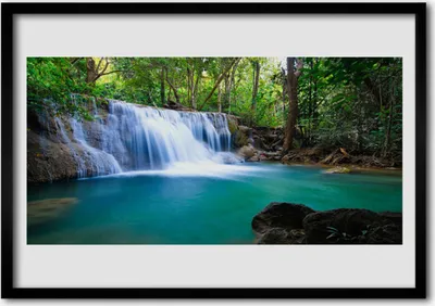 Produktbild von Bild 100x70 MDF-Rahmen Wandkunst Wasserfall Lake Forest Natur