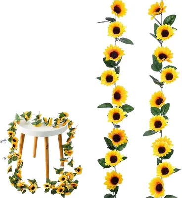 Sonnenblumengirlande, 2 Stück, 2,3 m, Kunstblumen, Dekoration