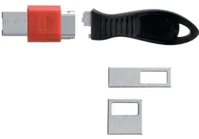 Zdjęcie produktu dla Kensington Blokada portu USB z zaślepkami, Klucz płaski, Czarny, Czerwony