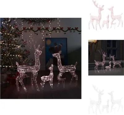 Productafbeelding van vidaXL LED-rendierfamilie kerstdecoratie, acryl, 300 LED's, warm wit - kerstverlichting