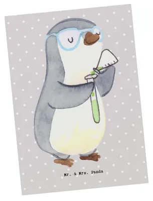 Produktbild von Mr. & Mrs. Panda Postkarte Chemielaborant Herz - Grau Pastell - Geschenk, Wissenschaftler, Ansichtskarten, einzelkarte, Studium, Ansichtskarte, Naturwissenschaftler