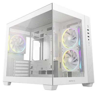 Image de DeepCool CG330 3F WH, tour, PC, blanc, ITX, micro ATX, acrylonitrile butadiène styrène (ABS), SPCC, verre trempé, 16,4 cm