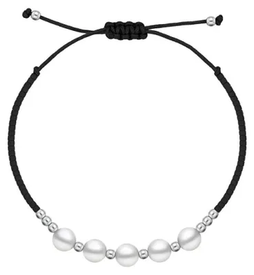 Produktbild von Schwarzes Stoffarmband mit Majorica-Perlen BRC144WBC