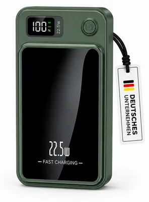 Produktbild von Magnetische Powerbank 10000mAh Mini PD 22.5W Schnellladen mit LED Display Wireless Power Bank – Grün / 10.000 mAh