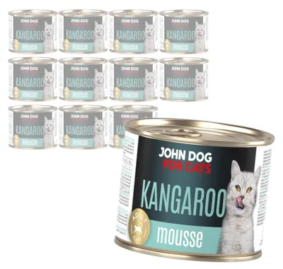 Zdjęcie produktu dla John Dog For Cats 12x200g Mokra Karma Dla Dorosłych Kotów Z Kangurem Mus
