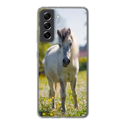 Produktbild von MuchoWow® Handyhülle Schutzhülle Hülle für Samsung Galaxy S21 FE Pferd - Blumen - Licht Silikon Softcase Handy Hülle - Mobiltelefonhülle
