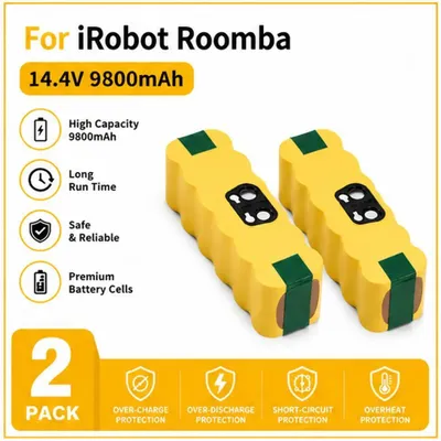 Zdjęcie produktu dla Akumulator do iRobot Roomba - litowo-jonowy, 14,4 V, 9800 mAh - akumulator zastępczy do serii Roomba 500–900 - zestaw 2 sztuk