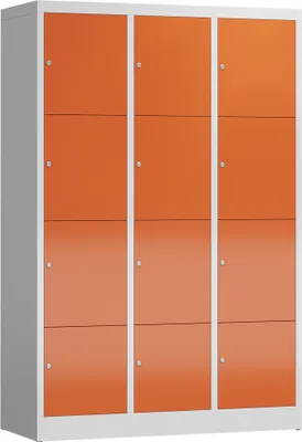 Produktbild von Schließfachschrank Fächerschrank 12 Fächer 1800x1200x500mm Spind lichtgrau/rot X-523434