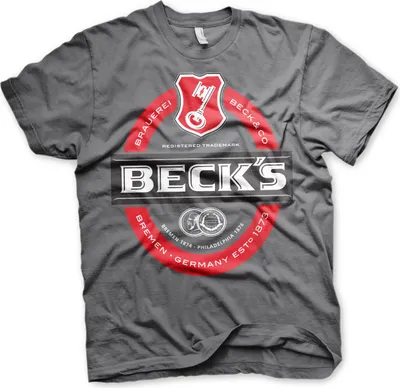 Produktbild von Beck's Label Logo T-Shirt - Small - DarkGrey