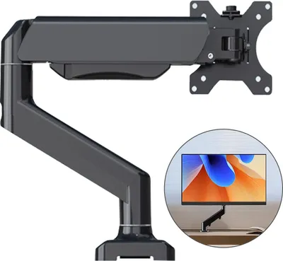 Produktbild von Monitor Halterung für 19-32 Zoll Bildschirme, VESA 75 & 100 mm Einzelarm Ständer Schreibtischklemme, Höhenverstellbar mit Neigungen, Schwenken, Dreht, Erhöhte Tragfähigkeit von 2-9 kg,Schwarz