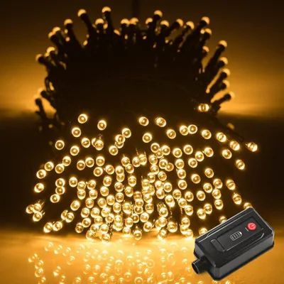 Lichtsnoer 20 m, 200 LEDs, warmweiß, IP44, wiederaufladbar