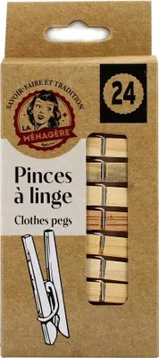 Image de Pinces à Linge En Bois Lot De 24 - La Menagere
