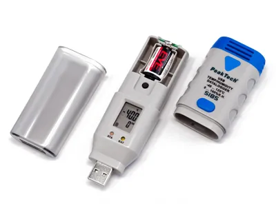 Produktbild von PeakTech P 5185 – USB-Datenlogger für Lufttemperatur & Luftfeuchtigkeit, 32.000 Speicherpunkte, mit Software & Statusanzeige