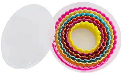 Produktbild von Runde Ausstechformen, 6-teilig, aus Kunststoff für Kekse, Sandwiches, Obst, Teig, bunte Fondant-Ausstechformen für Kinder