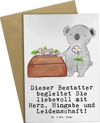 Produktbild von Mr. & Mrs. Panda Glückwunschkarte Bestatter Herz - Weiß - Geschenk, hochzeitskarten, babykarte, einladungskarten, glückwunschkarten, weihnachtskarten