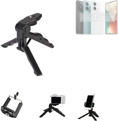 Produktbild von K-S-Trade Stativ Tisch-Ständer Dreibein Handy-Stativ Ständer kompatibel mit Xiaomi Redmi Note 13 5G Mini-Stativ Smartphone Tripod Handy-Stativ aus