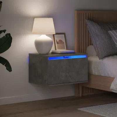 Obrázek produktu pro vidaXL Nástěnné noční stolky s LED světly 2 ks. Betonově šedé