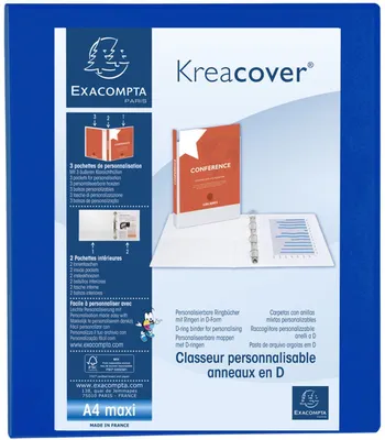 Immagine prodotto di Raccoglitore ad anelli di presentazione EXACOMPTA, A4 Maxi, blu, anello 4D